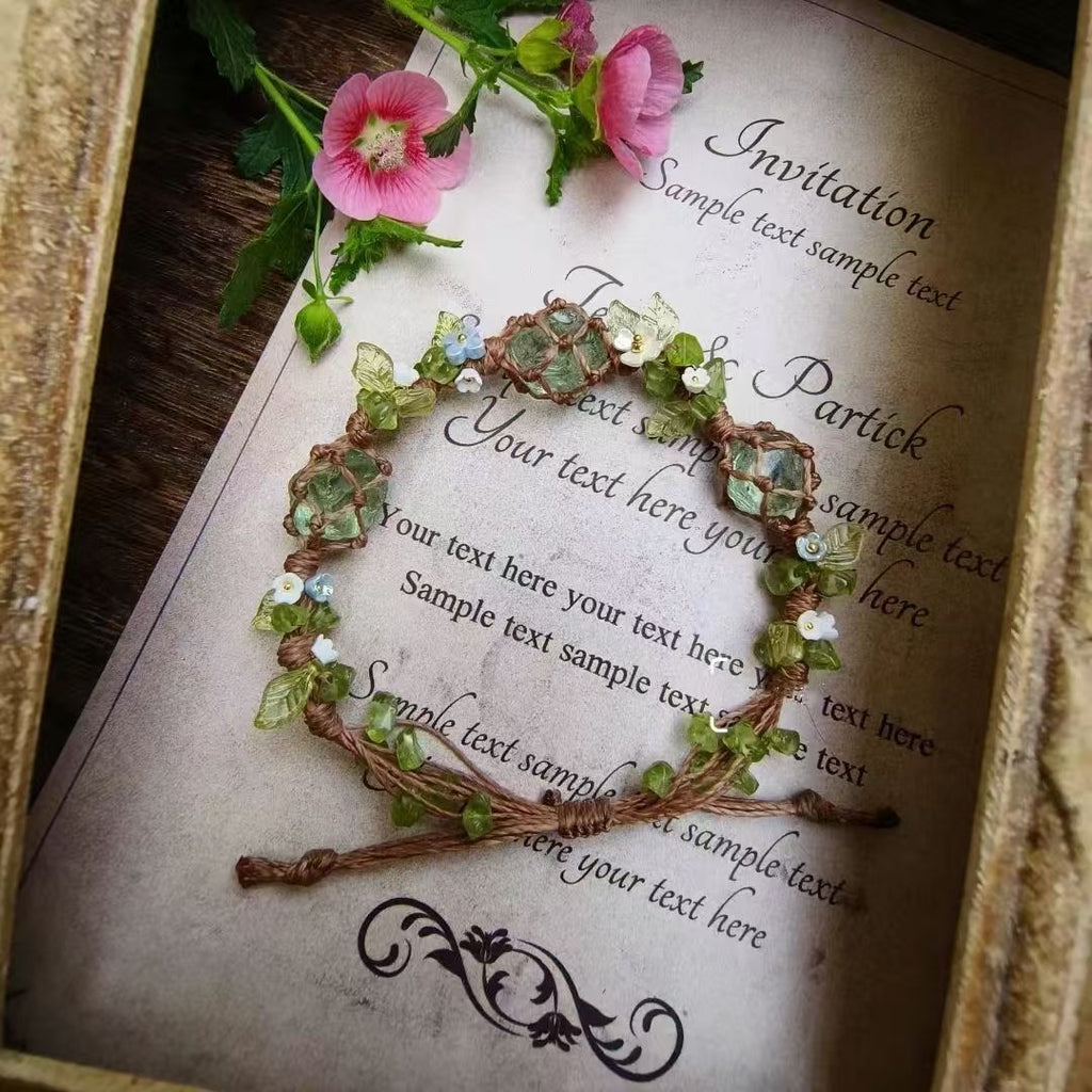 Mint forest original green fluorite handwoven bracelet