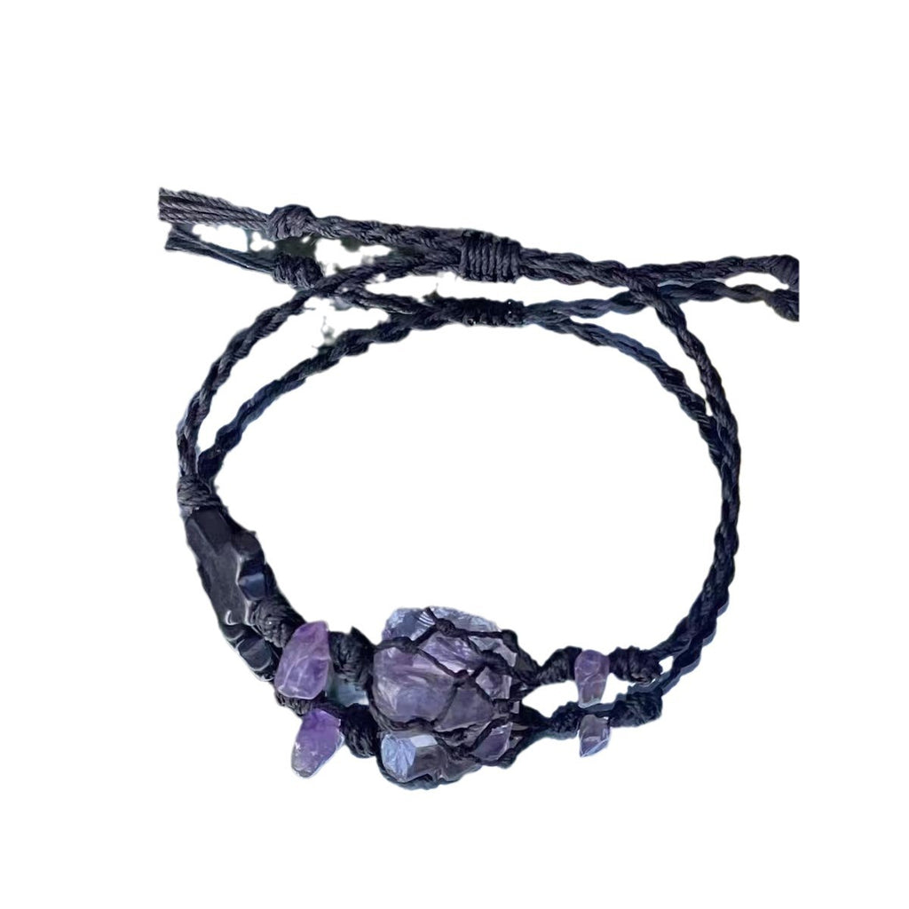 Amethyst hand-woven rope bracelet
