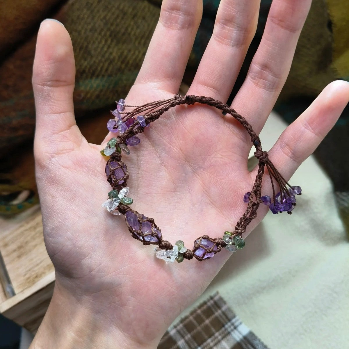 Amethyst bracelet handwoven