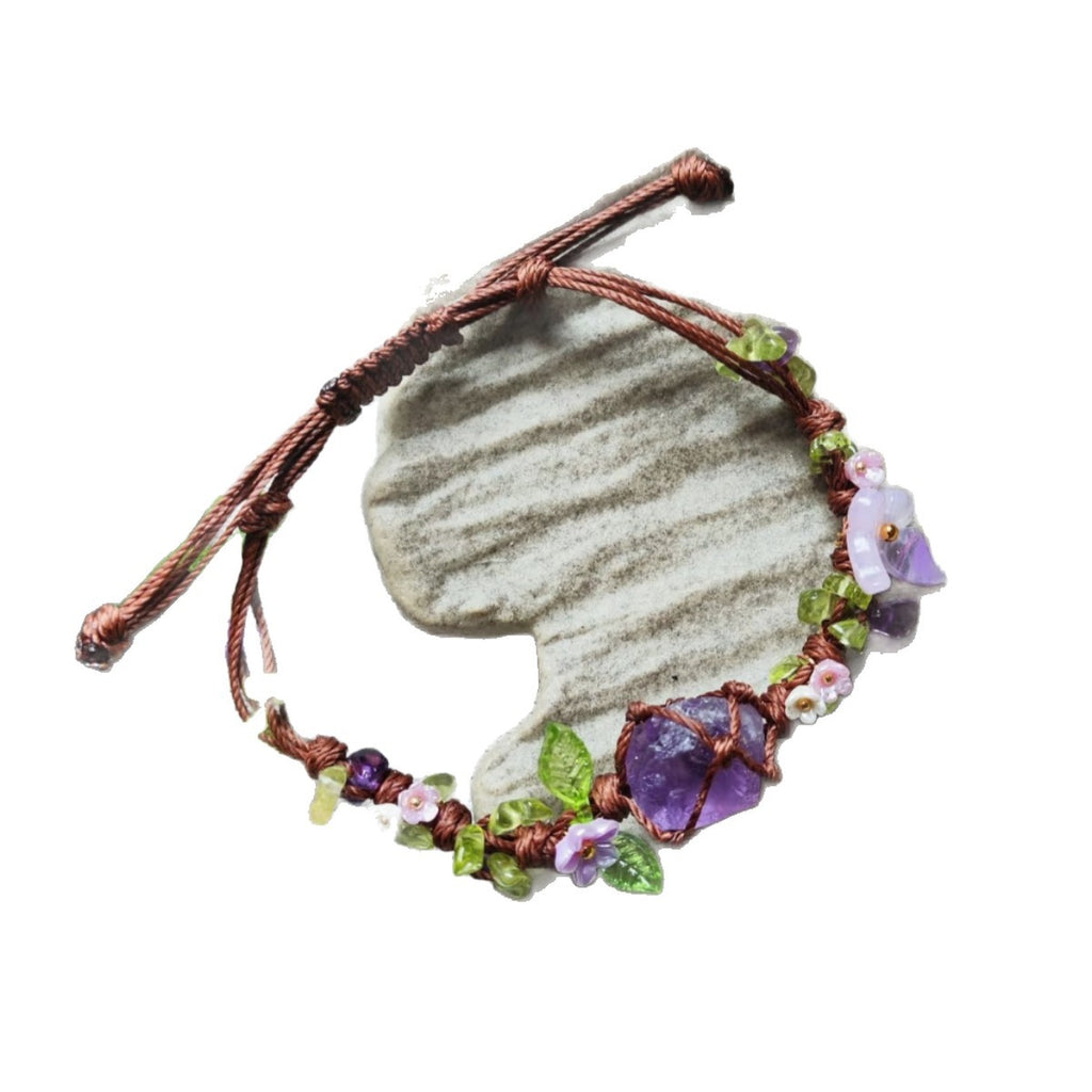 Amethyst bracelet - handwoven cord