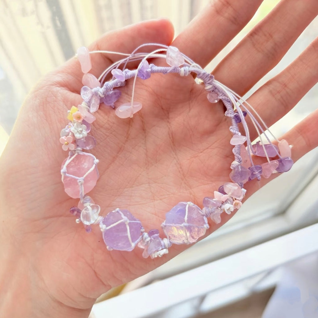 New purple crystal flower garland bracelet