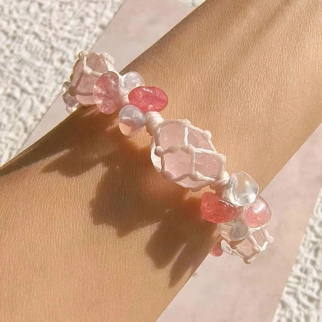 Handwoven new arrival crystal rough stone bracelet