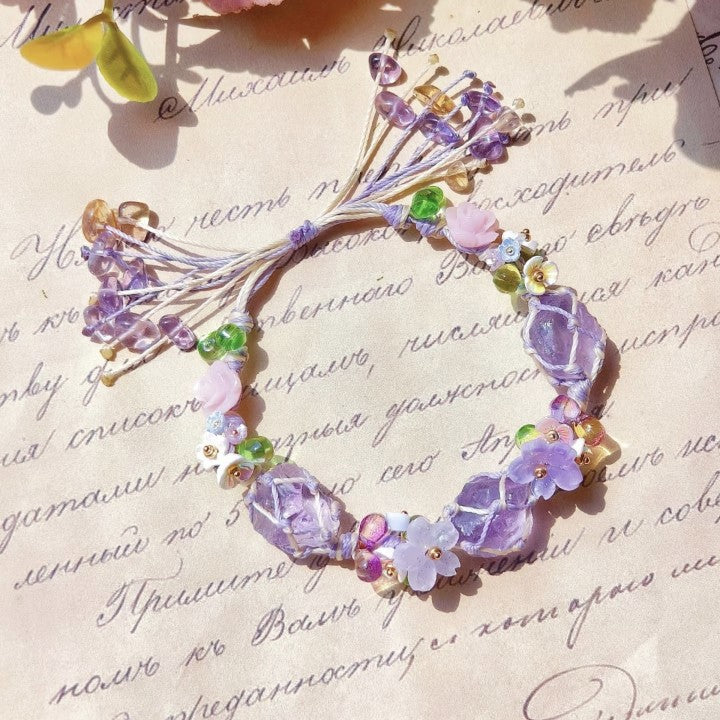 Original transparent purple crystal braided rope bracelet