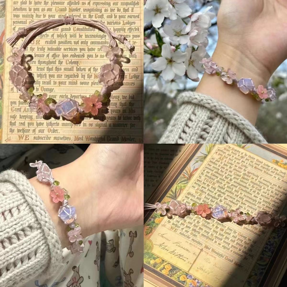 Handmade braided raw stone bracelet