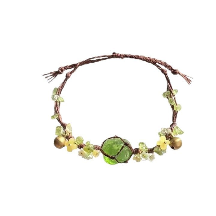 Original small fresh forest garland green fluorite bell braided bracelet