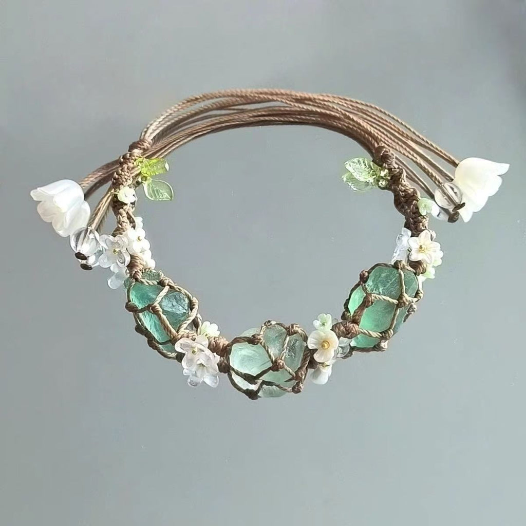 Original new design raw stone bracelet crystal hand rope
