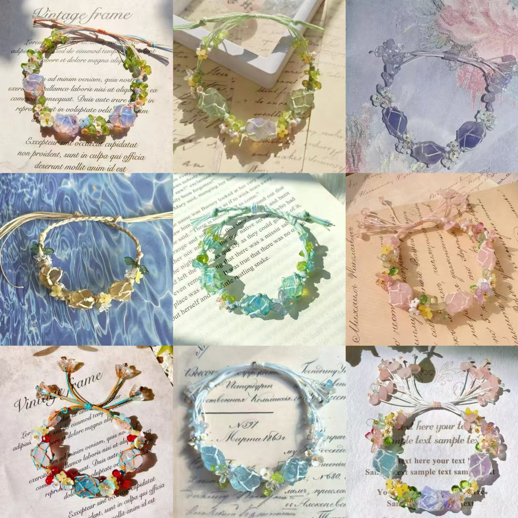 Crystal garland bracelet collection - handmade braided bracelets
