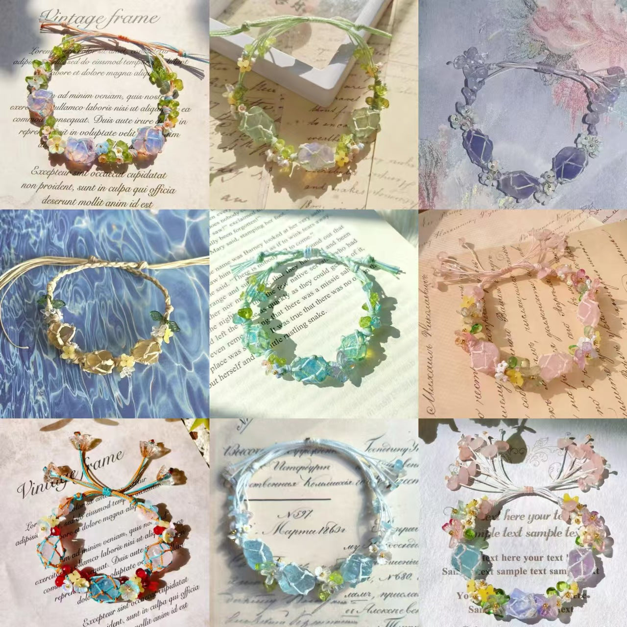 Crystal garland bracelet collection - handmade braided bracelets