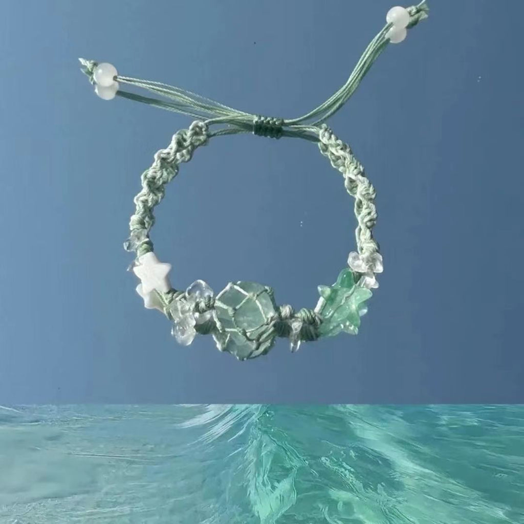 Summer star mint candy crystal raw stone bracelet handmade braided super fairy niche styleeasiest for match bracelet