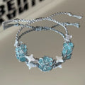 Maldives blue crystal braided rope bracelet