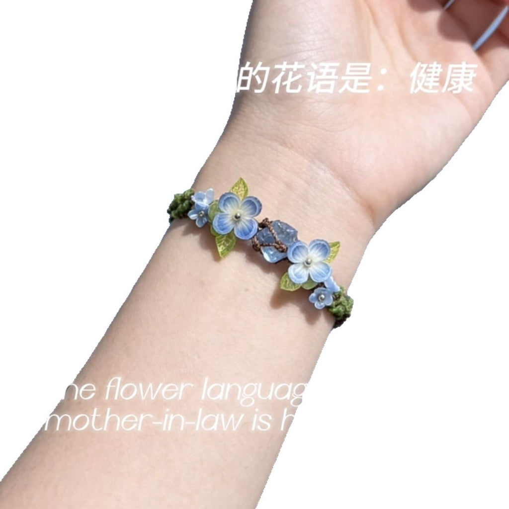 Handmade braided cord bracelet - forest-inspired floral vine style