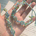 【raw stone woven mesh bag braided rope bracelet forest crystal bracelet for women