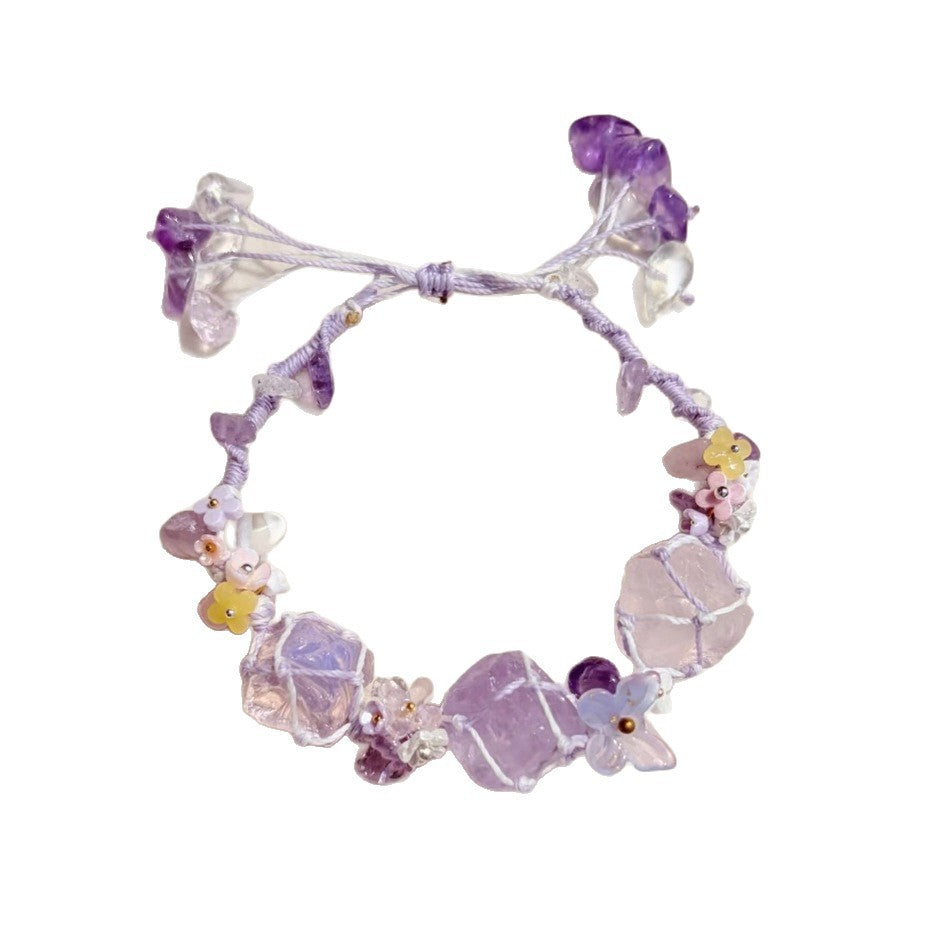 New purple crystal flower garland bracelet
