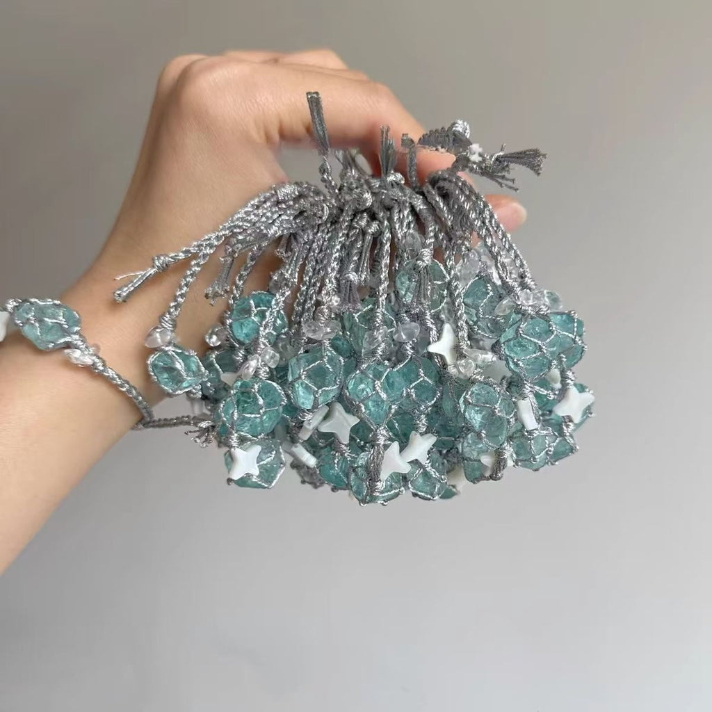Maldives blue crystal braided rope bracelet