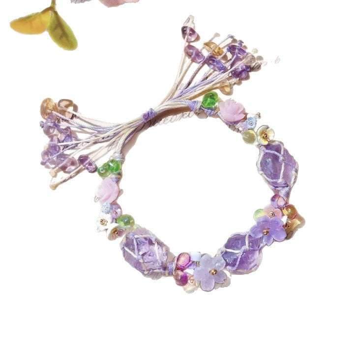 Original transparent purple crystal braided rope bracelet