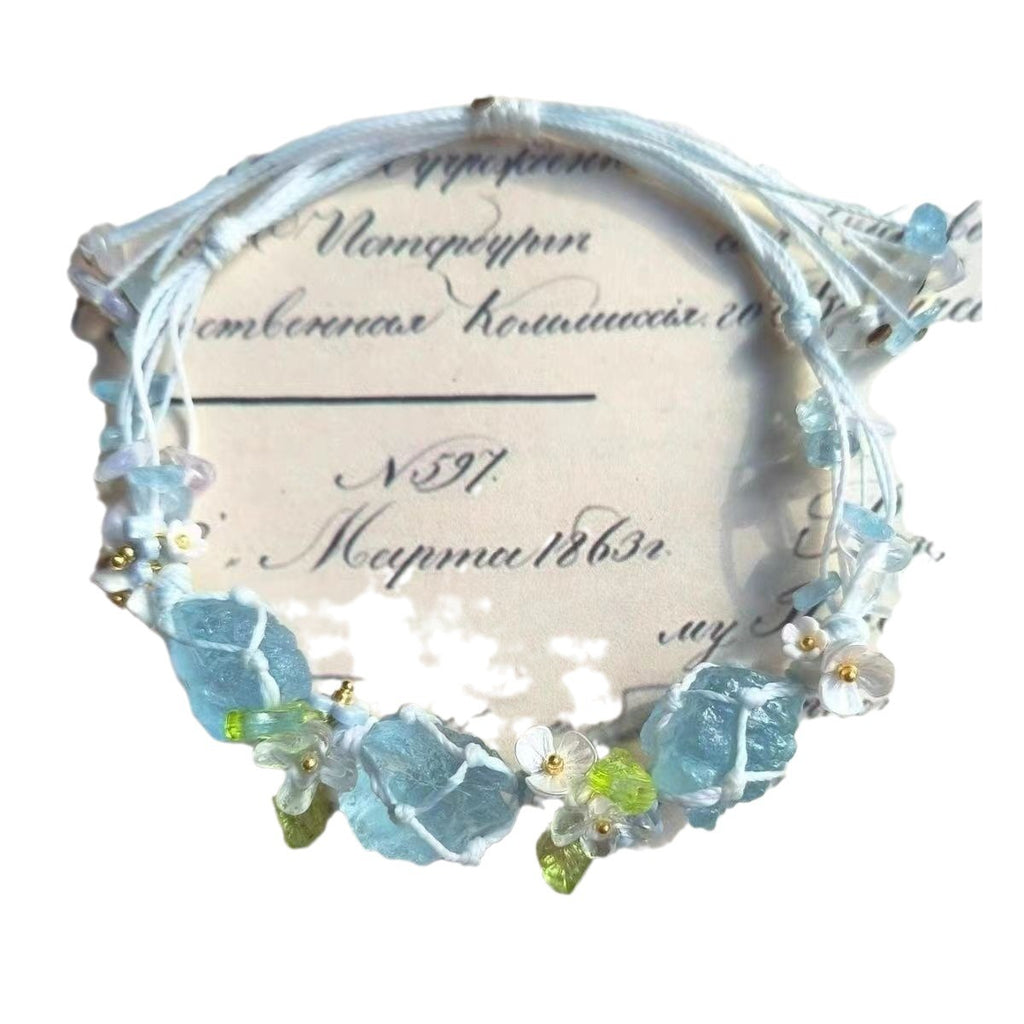 Small wreath raw stone ins bracelet crystal hand-woven mesh bag jewelry