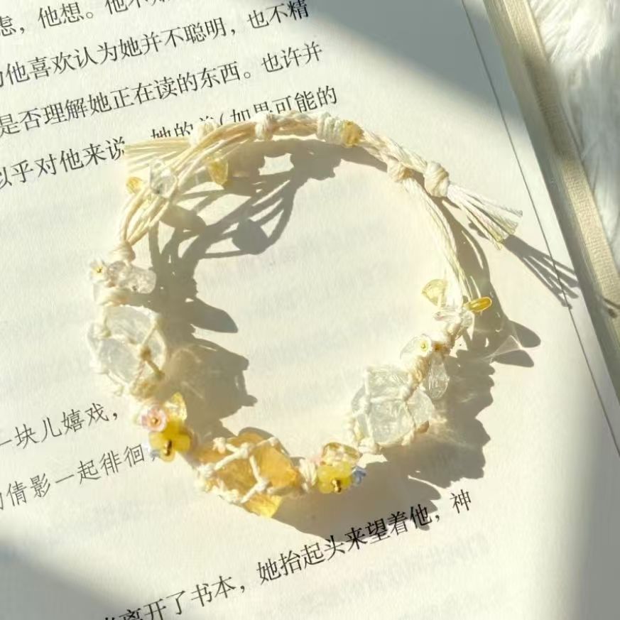 Handmade crystal raw stone bracelet