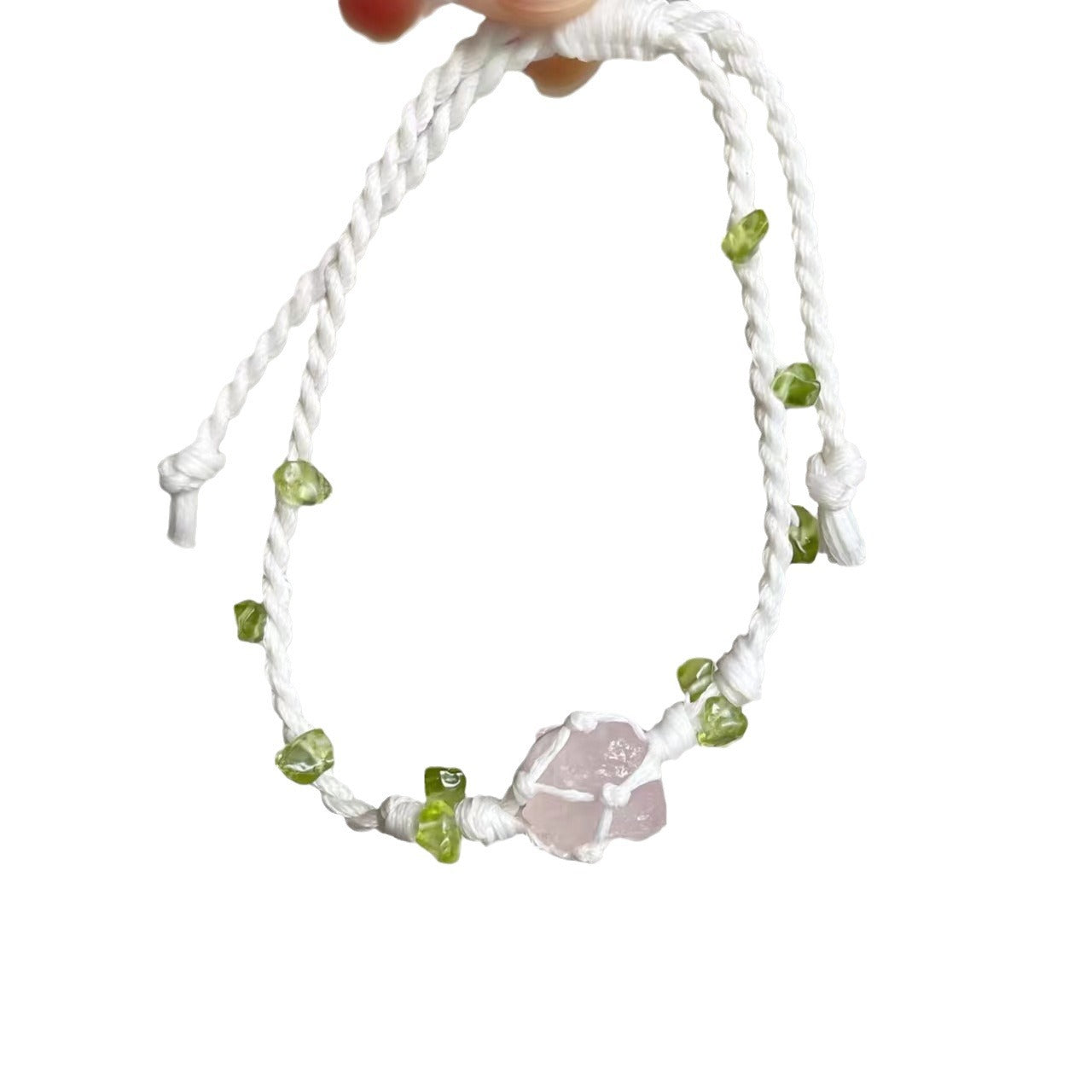Handmade crystal bracelet - unique pink crystal cord bracelet