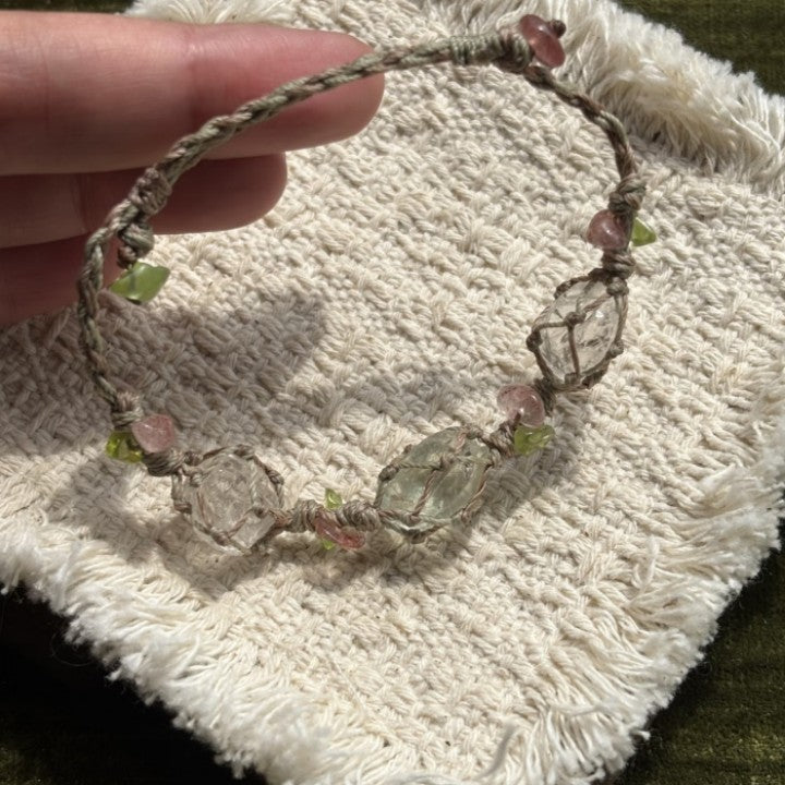 Transparent crystal braided bracelet braided wooden bracelet for men and women