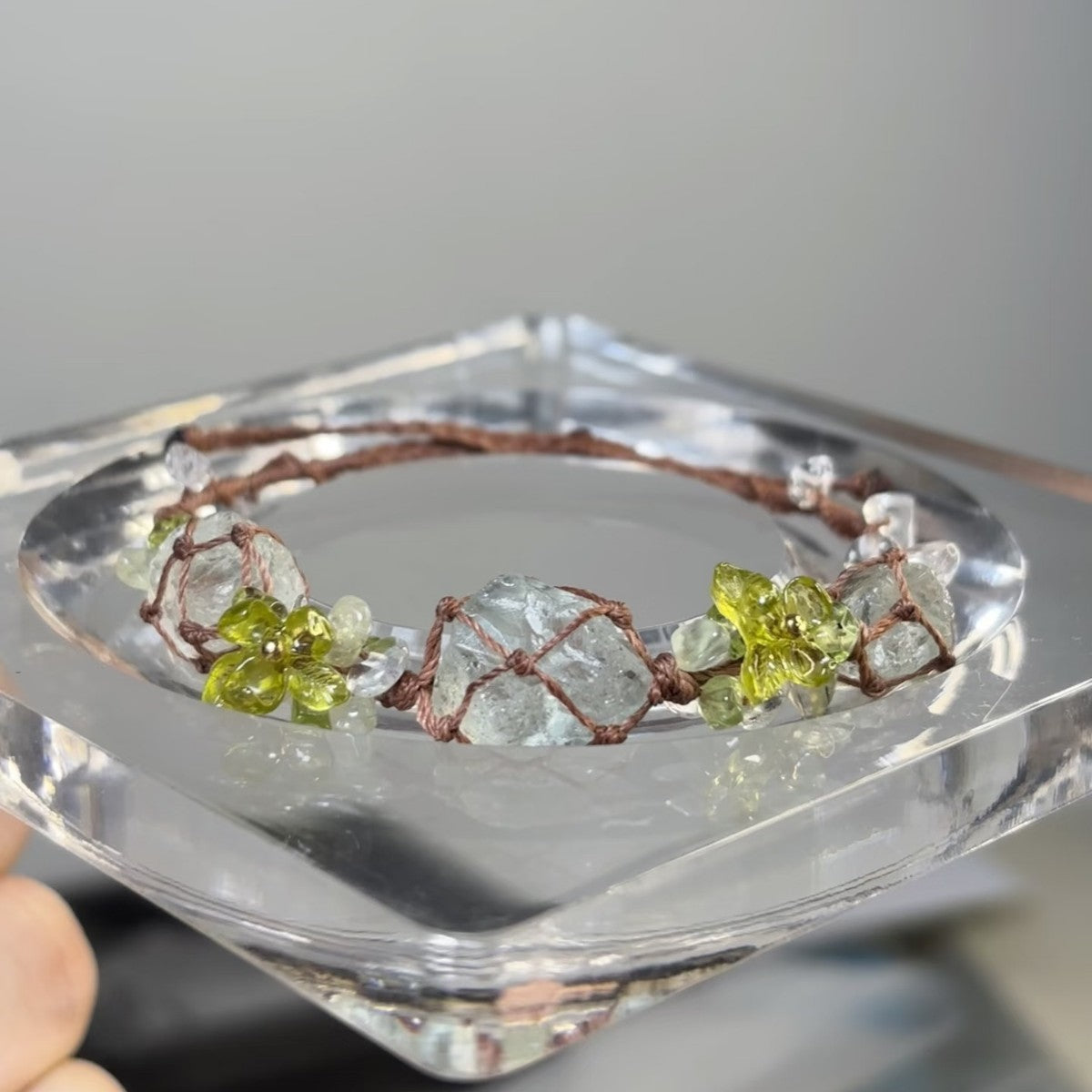 Original design handwoven transparent crystal bracelet
