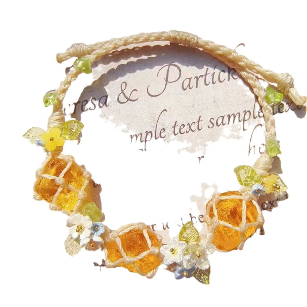 Yellow glazed handmade braided bracelet