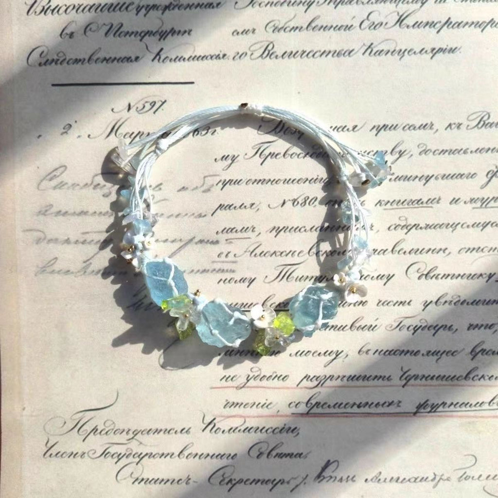 Small wreath raw stone ins bracelet crystal hand-woven mesh bag jewelry