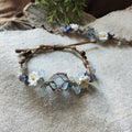 Blue crystal braided flower bracelet