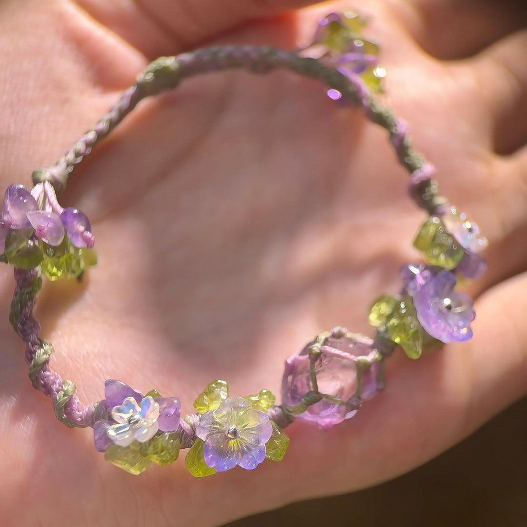 Original purple crystal braided rope bracelet