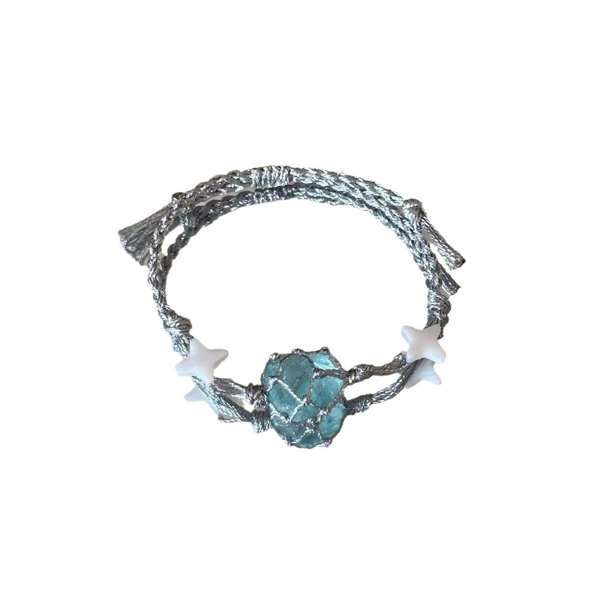 Maldives blue crystal braided rope bracelet