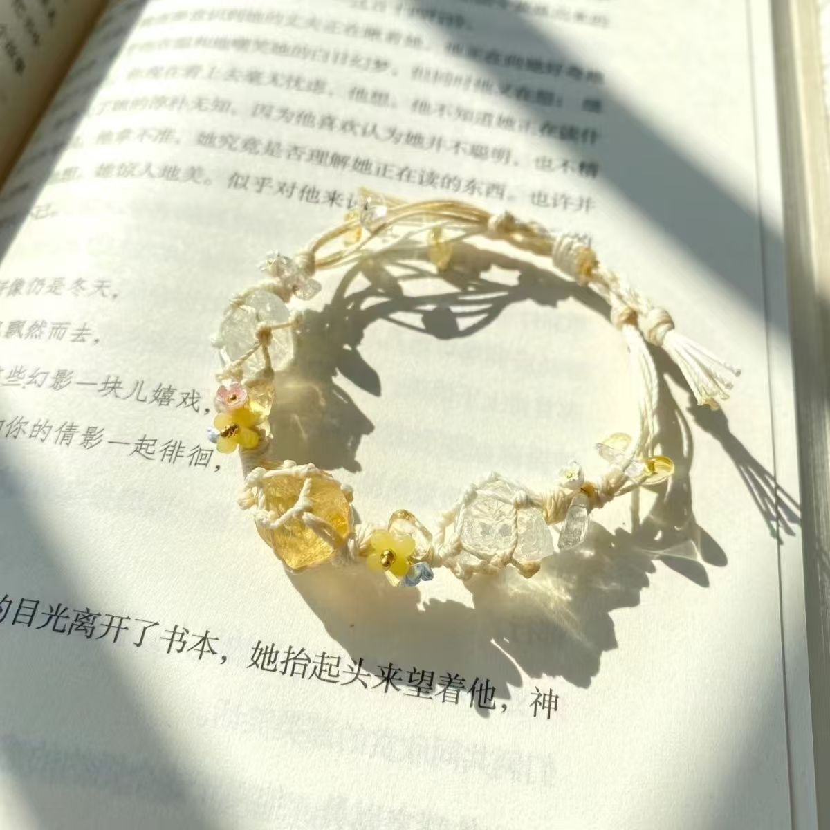 Handmade crystal raw stone bracelet