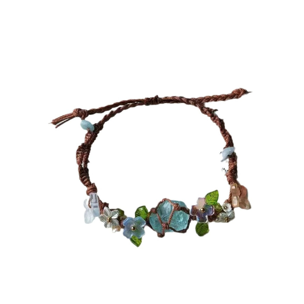 Handmade raw crystal bracelet - fresh & delicate woven style