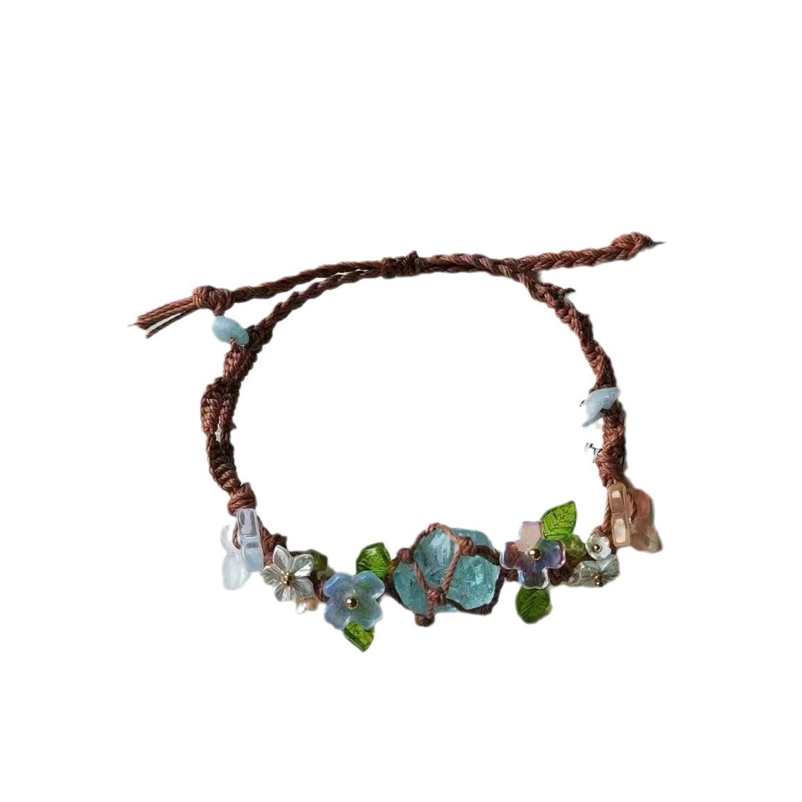 Handmade raw crystal bracelet - fresh & delicate woven style