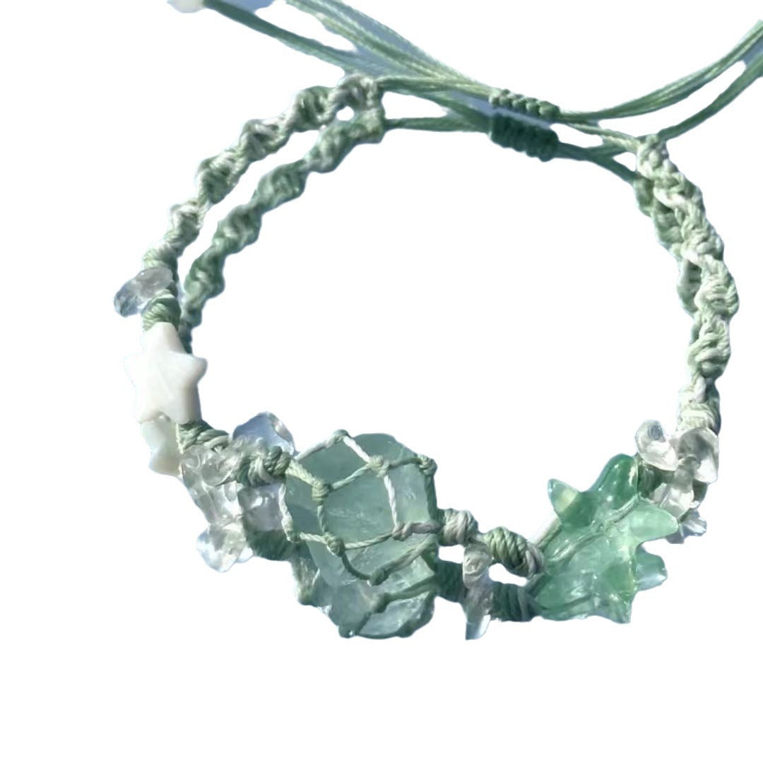 Summer star mint candy crystal raw stone bracelet handmade braided super fairy niche styleeasiest for match bracelet