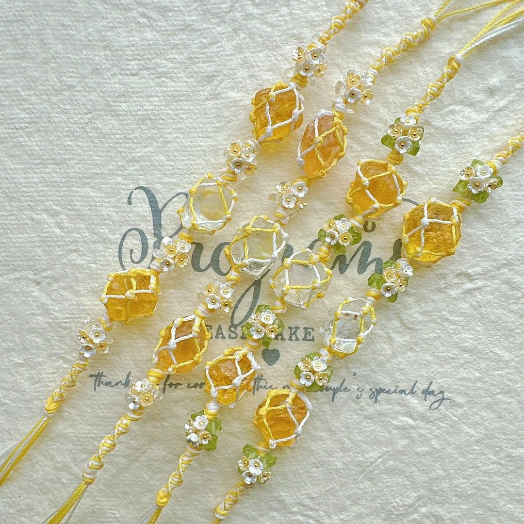 Citrine floral wreath bracelet - fresh, handmade braided bracelet