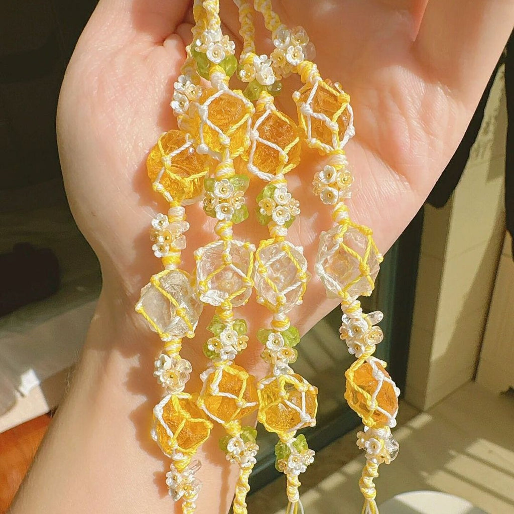 Citrine floral wreath bracelet - fresh, handmade braided bracelet