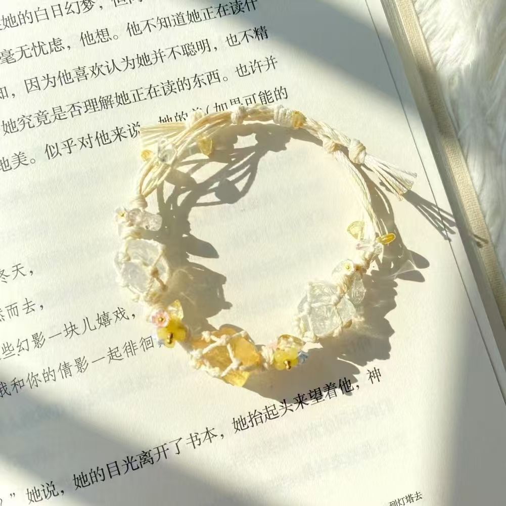 Handmade crystal raw stone bracelet