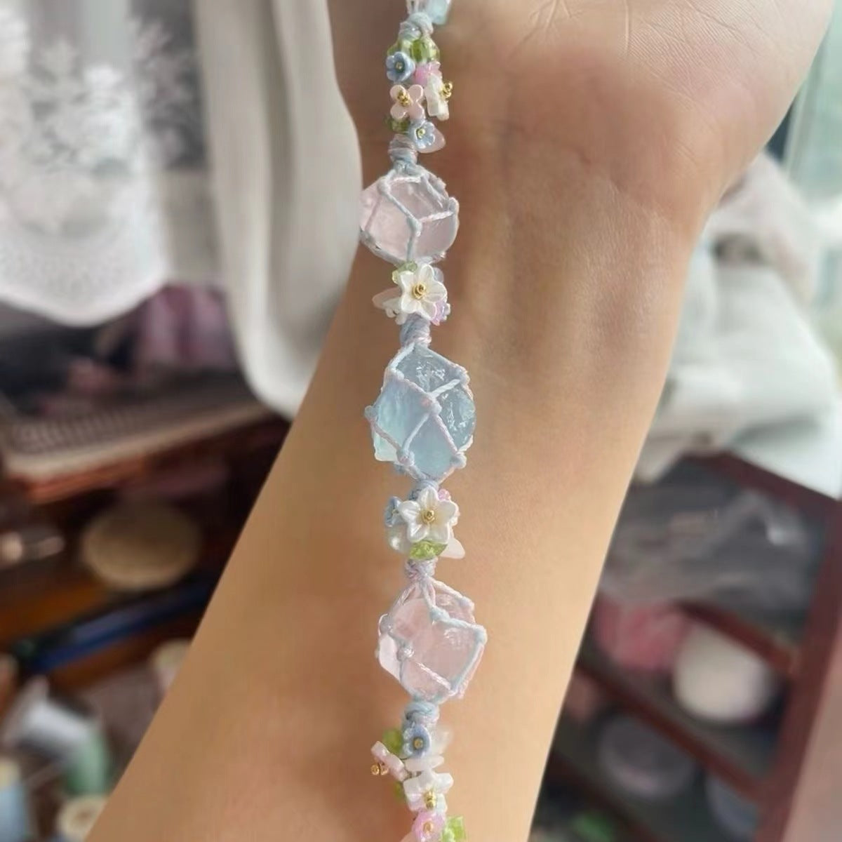 Little wish mori-style wreath handmade braided bracelet