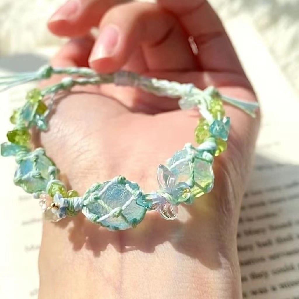 Original handmade braided crystal raw stone bracelet