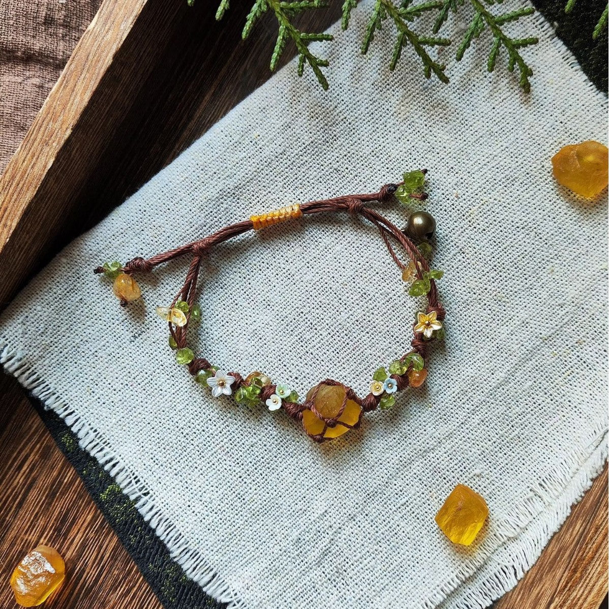 New arrival citrine garland bracelet hand-woven