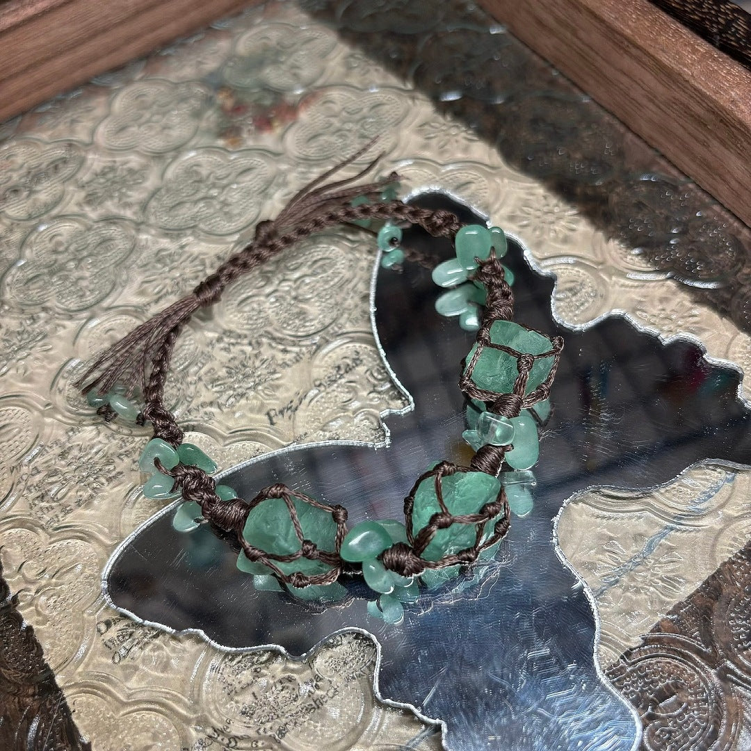 Green fluorite crystal bracelet handmade braided stone bracelet