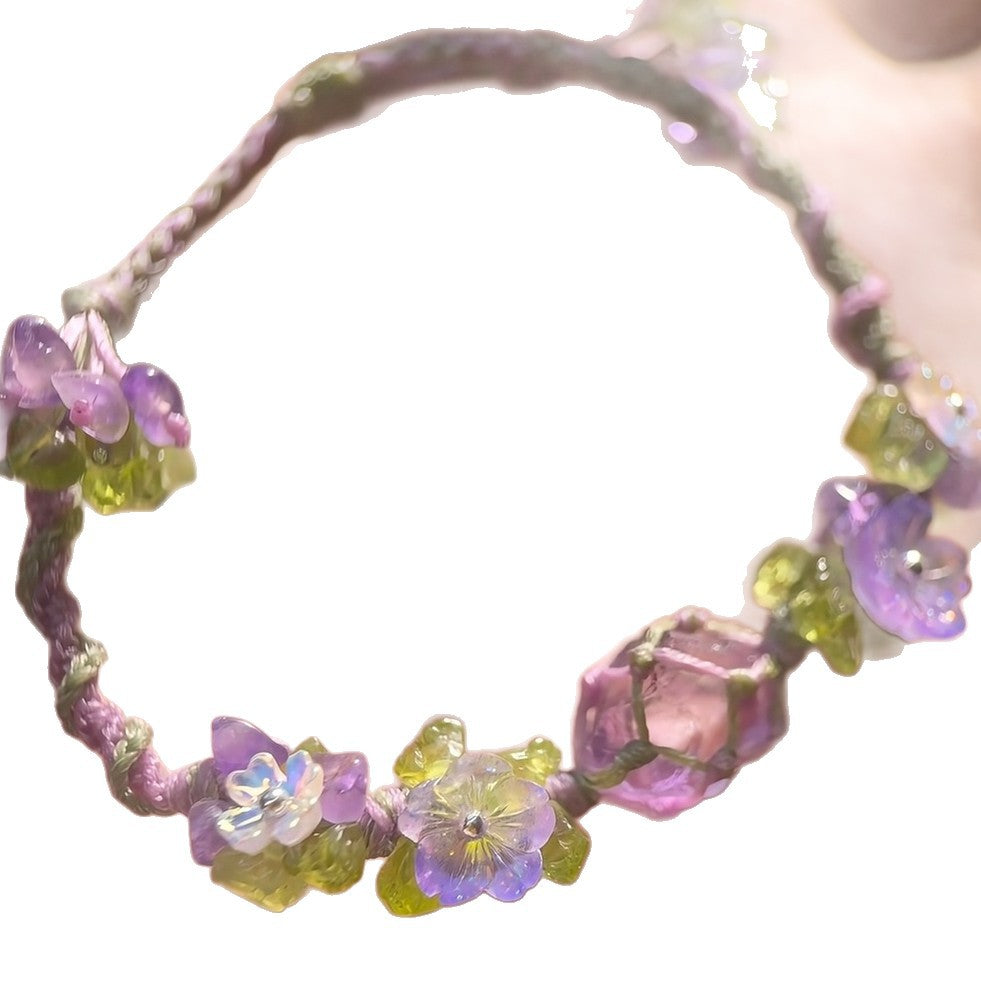 Original purple crystal braided rope bracelet