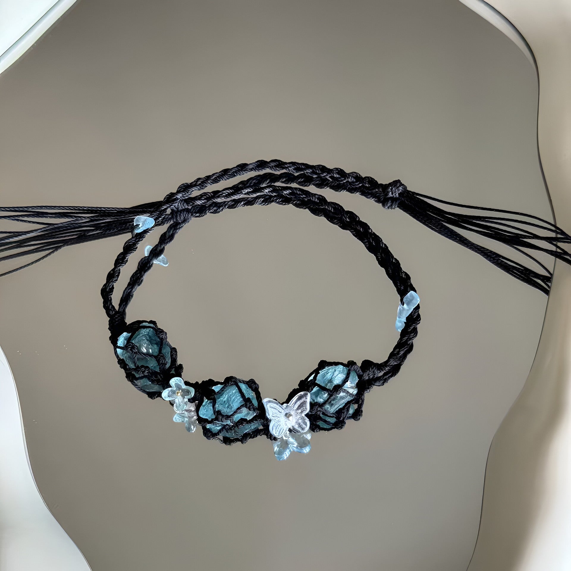 Hand-woven crystal bracelet couple bracelet deep sea blue