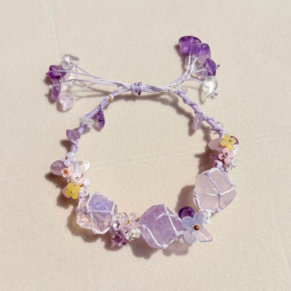 New purple crystal flower garland bracelet