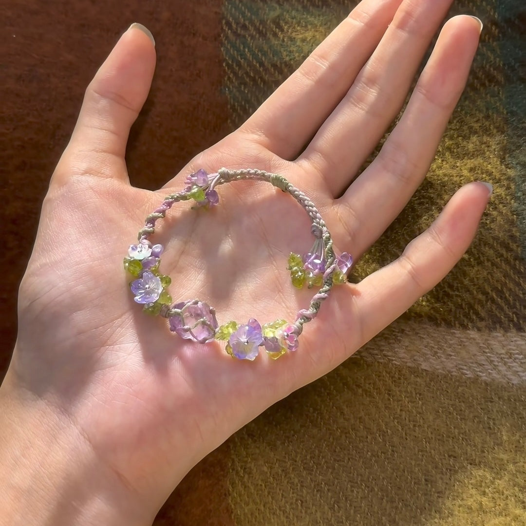 Original purple crystal braided rope bracelet