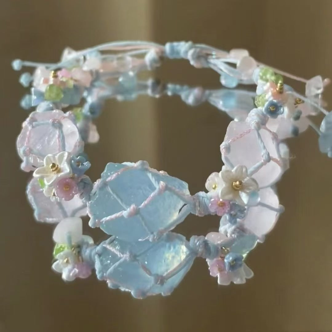 Crystal garland bracelet collection - handmade braided bracelets