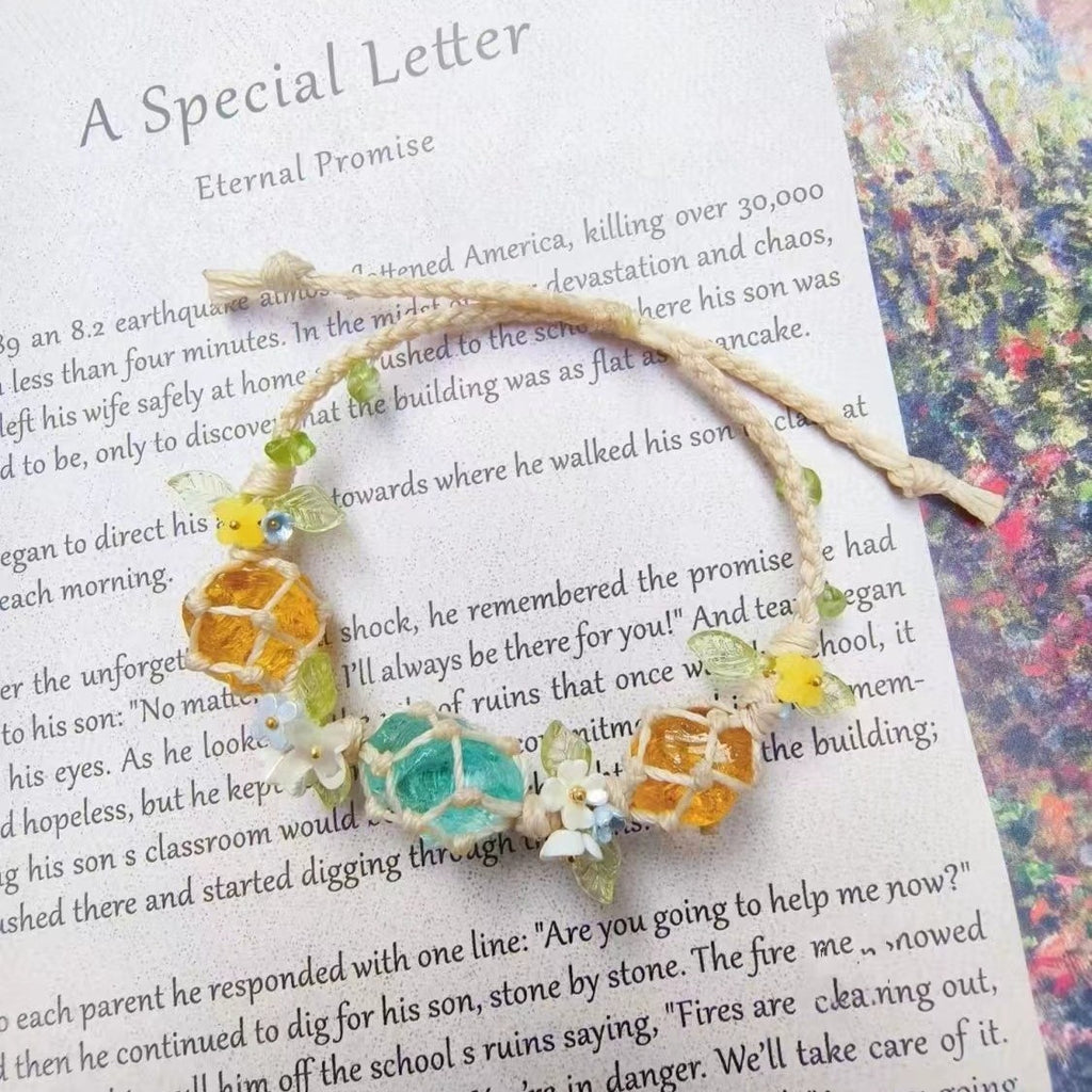 New chinoiserie raw stone bracelet original glazed crystal bracelet