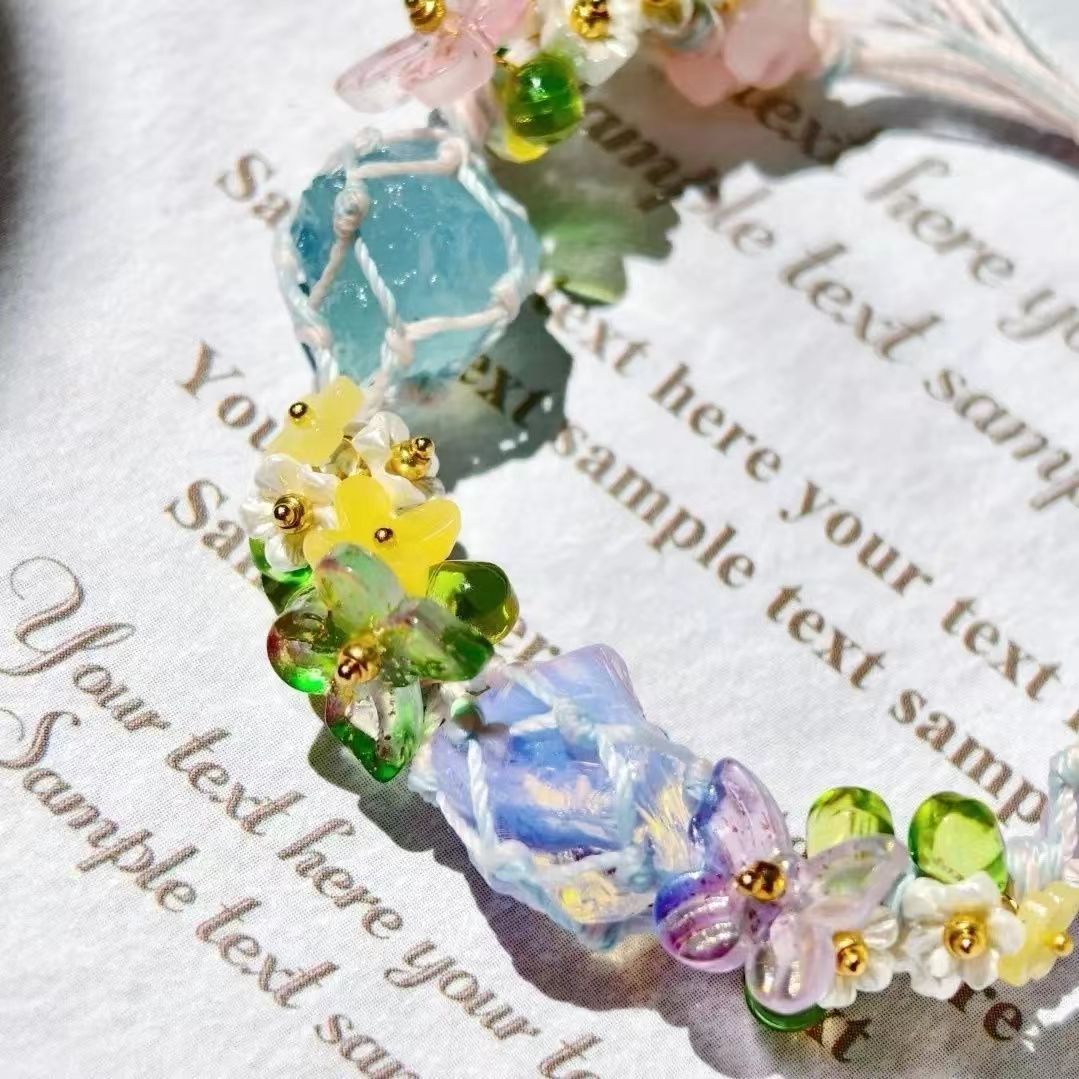 Original three-color crystal rough stone bracelet braided bracelet crystal bracelet