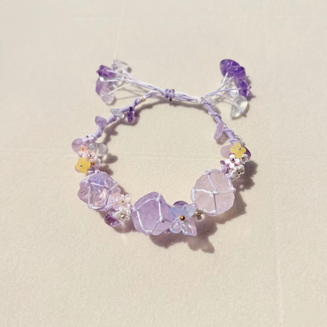 New purple crystal flower garland bracelet