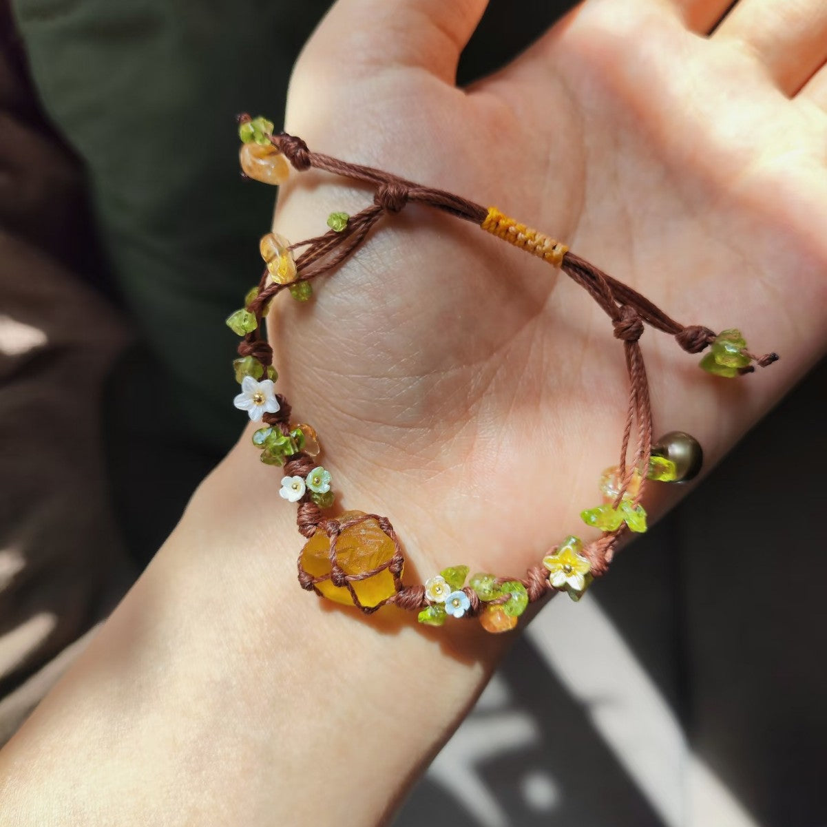 New arrival citrine garland bracelet hand-woven