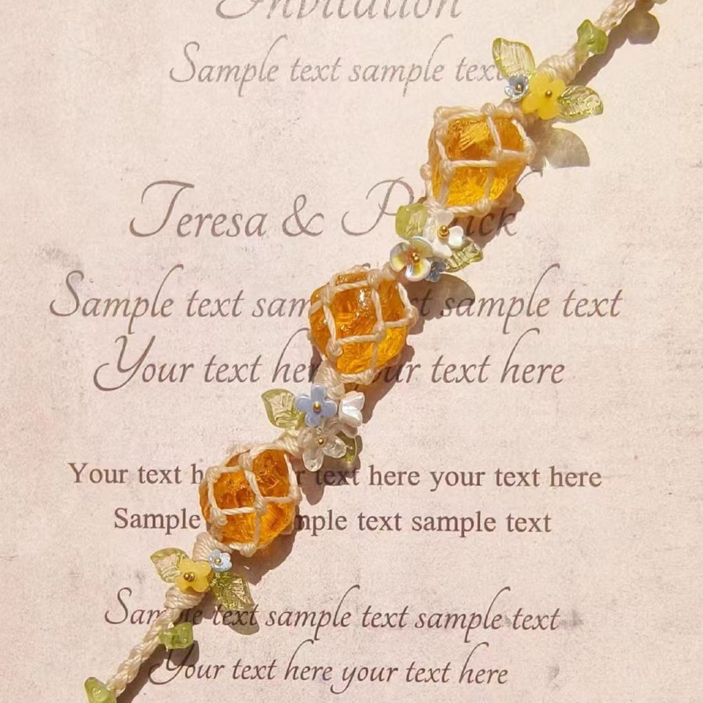 Yellow glazed handmade braided bracelet
